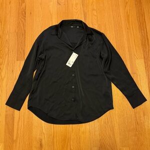 Uniqlo Women Satin Long Sleeve Blouse
